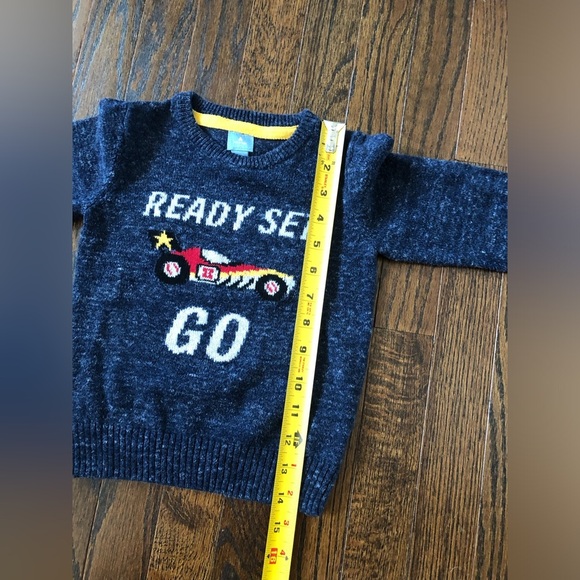babyGap Boys 2/2T Heathered Navy Blue Knit Crewneck Sweater w/Racing Car - VGUC! - Picture 6 of 7